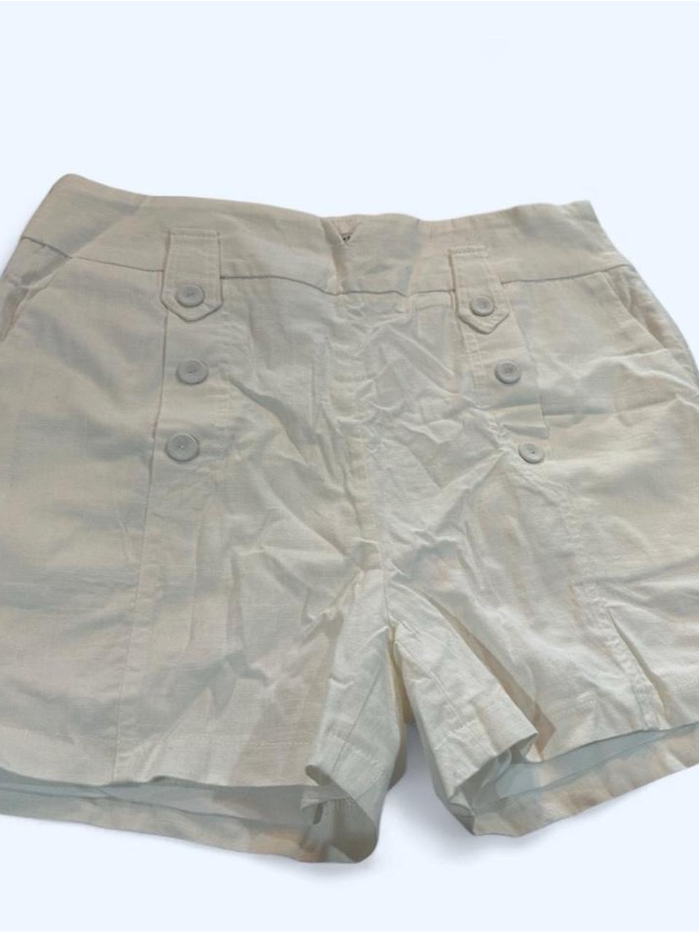 Women's White High-Waist Button Front Shorts